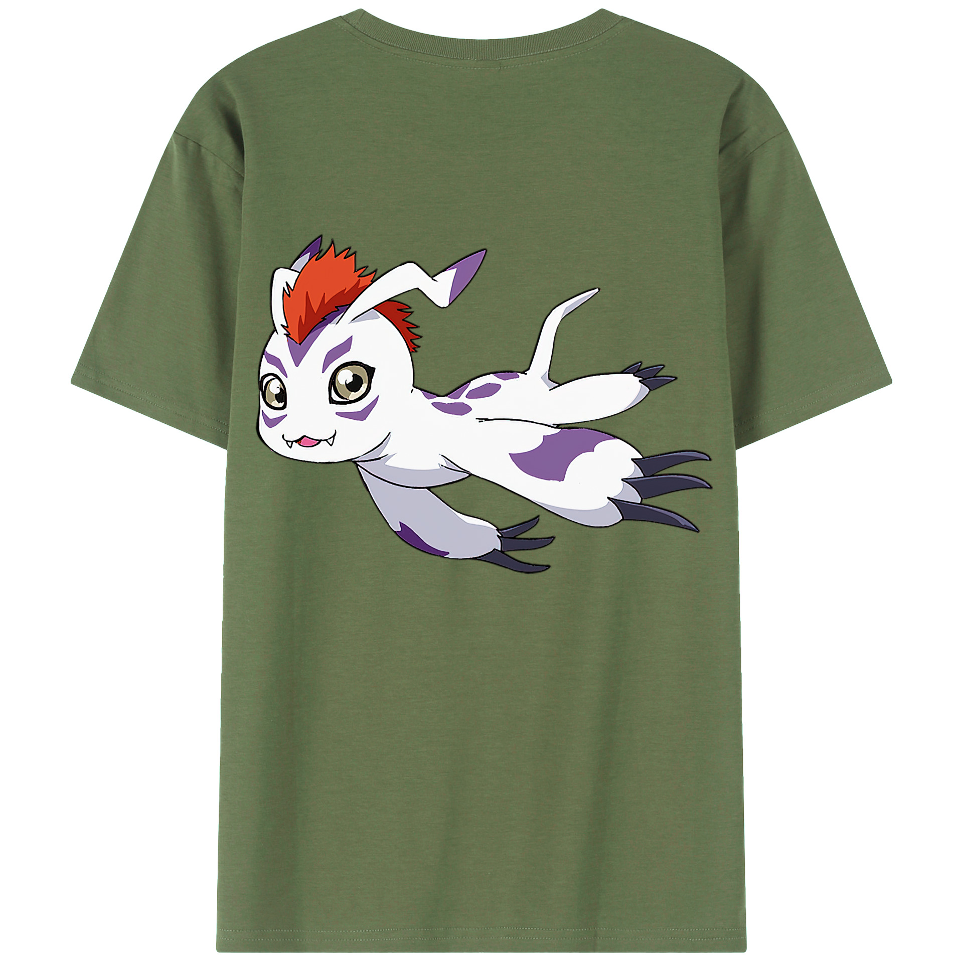 （画像用） Digimon デジタルモンスター/デジモン 綿100％ メンズ半袖Tシャツ（バックプリント） 通気性